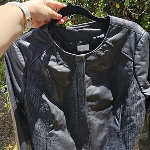 Halogen Black Leather Jacket Casual Style